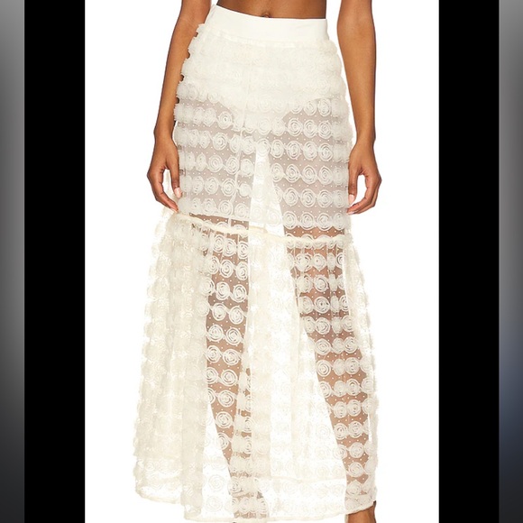 For Love And Lemons Sheer Cream Maxi Skirt - Picture 3 of 5